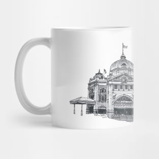 Flinders Street Station Melbourne. Hand Drawn Pen and Ink Mug